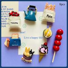 1pc/4pcs/5pcs/5pcs-Style 1/6pcs/7pcs/7pcs-Style 1/8pcs/8pcs-Style 1/9pcs/9pcs-Style 1/10pcs/10pcs-1/11pcs/12pcs/13pcs 3D Realistic Food Magnetic Stickers, Delicious Food Themed Stickers, Creative Fridge Magnets, Decorative Accents For Office, Kitchen, Whiteboard, Storage Cabinet, Dishwasher, Home Decor, Gifts For Friends And Family, Valentine's Day - 彩色 - 查看 28