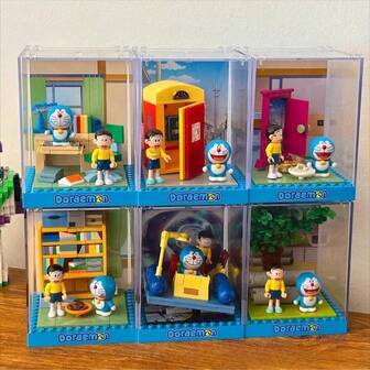 Doraemon 哆啦 A 梦官方授权积木场景模型 | 大雄的房间 / 任意门 / 时光机 | 亚克力展示柜