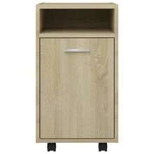Mobiletto laterale Larryhot con ruote in legno ingegnerizzato Sonoma Oak, bello e pratico, ideale per riporre oggetti e decorare la casa. - Castano - Visualizzare 4