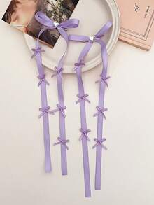 2/10 piezas Accesorios para el cabello de mujer, Pinzas para el cabello con lazo de cinta dulce, Barrettes con lazo de cinta de bailarina, Pinza lateral con borla larga, Decoraciones versátiles para el cabello para uso diario, Atuendo de invierno para mujer, Lazos, Lindos, Elegantes, Accesorios para la cabeza, Horquillas - Multicolor - Ver 4