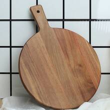 1pc Wooden Cutting Board With Handle, Round Wooden Chopping Board, Kitchen Decor Large Butcher Block Tray For Charcuterie, Cheese, Bread, Pizza, Made Of Rosewood - Fragrant Orange - View 5