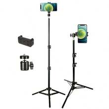 1.1 M Landing Tripod Camera Projector Mobile Phone Stand Adjustable Height Portable Lazy Man Stand Compatible With IPhone, Android Phone, Gift For Birthday, Family, Friends For Office, Dorm And Home Use Phone Holder Phone Stand For Bed - Black - View 7