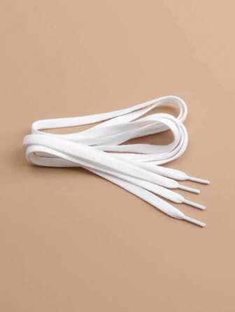 1 Pair Polyester Flat Woven Shoelaces, Colorful Flat White Sneaker Laces, Multiple Colors Available For Couples, Red & Blue