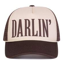 1 pièce Casquette de camionneur DARLIN pour femmes, casquette de baseball imprimée de lettres personnalisées, casquette de mode streetwear en maille, chapeau décontracté de protection solaire pour l'extérieur, convient pour le printemps, l'automne, les voyages, la plage - Multicolore - Voir 5