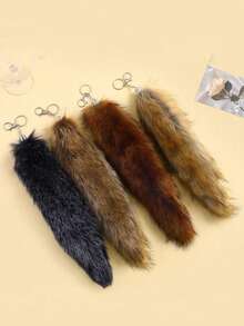 1 件时尚仿狐狸尾巴钥匙扣，蓬松毛茸茸尾巴钥匙扣吊坠，女士包包钥匙扣配件，创意活动，适合日常使用，适合朋友圣诞礼物创意包包挂绳带身份证夹汽车配件包包挂饰 - 彩色 - 查看 7