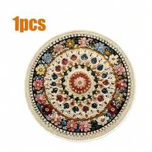 8pcs/6pcs/4pcs/1pc Bohemian Style Round Placemats - With Intricate Floral And Geometric Patterns - 15 Inch, Polyester Linen Printed Placemats, Machine Washable And Hand Washable, Ideal For Restaurant Decor, Party Table Setting, Tabletop Decoration, Vibrant Placemats, Durable Tableware
