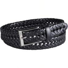 Cinturón de metal trenzado con cordones para hombre de 1 1/4 pulgadas - negro, (Negro esmaltado) - Ver 8