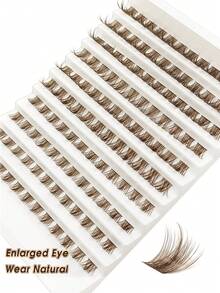 Rikuaild 120pcs D-Curl Sparse Brown Cluster False Eyelashes, Fluffy Thick Brown Lash Clusters, Individual Lash Extensions, Natural Dark Coffee Brown, Soft Single Lashes, DIY Lash Extension, Travel & Daily Makeup - D - Xem 5
