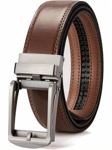 BOSTANTEN Belt Men Leather Reversible Belts Men 1 3/8 Casual Dress Pants, Two-In-One Belt - 009-深棕色 - 查看 7