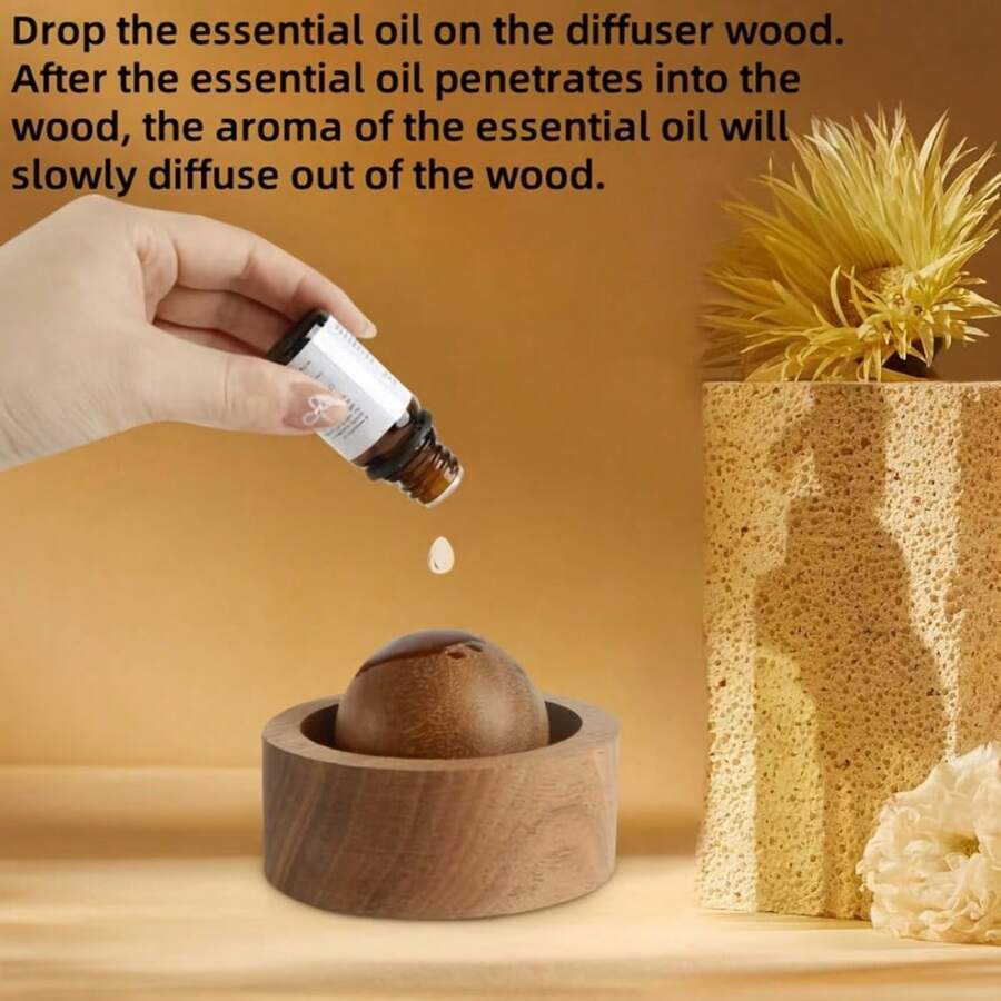 Elegant Wooden Aroma Diffuser, Rotating Design Suitable For Car And Bedroom, Non-Flammable, Perfect Gift Choice - Enhances Air Quality, Home Fragrance