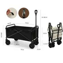 330/680-Pound All-Terrain Heavy-Duty Folding Cart, Large-Capacity Camping Cart Suitable For Courtyard Shopping/Sports/Outdoor/Gardening Equipment Transportation, Black Multi-Functional Practical Cart - 灰色 - 查看 2