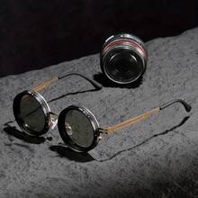 Kính mắt xoay lấy cảm hứng từ phong cách Steampunk - Độ sáng có thể điều chỉnh, Gọng thép không gỉ, Màu đen với tròng kính xám, Hoàn hảo cho Cosplay và Phụ kiện thời trang, Kính thời trang | Kính Steampunk | Gọng thép không gỉ - Khung vàng đen - Xem 6