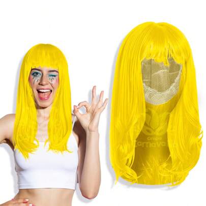  Peluca Larga Lisa de Fantasía para Eventos Bodas y Fiestas Pelo/Cabello Artificial de Colores Brillantes GRUPO CARNAVALLIA