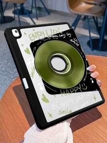 1个，适用于iPad 10/9/11代（2025款）的绿色CD图案双面高清印刷蝴蝶图案旋转平板电脑保护套，透明亚克力后盖，防摔耐磨，自动唤醒/睡眠，多角度支撑，带笔槽，办公学习必备，非磁性保护套 - 黑色 - 查看 5