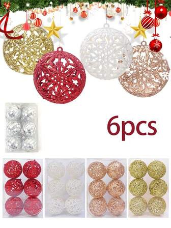 Christmas Decoration Set, 6 Balls For Tree Decoration - Suitable For Christmas Trees, Christmas Wreaths, Door Frame Vines, Indoor, Outdoor, Balls, Happy Christmas Party Decoration, Christmas, Happy New Year, Christmas Gifts, To Create A Wonderful Christmas Atmosphere Home Decor Christmas Decorations Room Decor Winter Christmas Decorations Home Christmas Gifts Christmas Decor