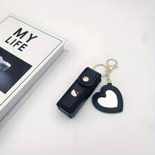 Sanrio 1PC Sanrio Hello Kitty Portable Lipstick Storage Box With Heart-Shaped Mirror - Leather Lip Balm Protective Case, Cute Keychain Pouch (Hanging Design), Mini Coin Purse & Lipstick Holder, Ideal Gift For Girlfriend, Bestie & Daily Use