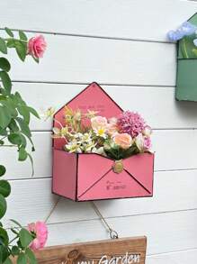 1pc Of Vintage Distressed Wrought Iron Wall-Mounted Planter, Envelope-Shaped Planter, Outdoor Garden Decoration, Suitable For Indoor And Outdoor Use - Succulents, Herbs, And Flowers Planter - Pre-Drilled Design, Easy Hanging Installation, Suitable For Balcony, Patio, Garden, And Terrace Decoration, Handmade, Vintage Aesthetic, Wall Decoration, Sturdy Construction, Gardening Home Decoration