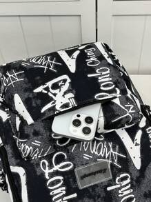 Fashionable Classic Graffiti Ladies' Backpack, Large Capacity, Foldable, Multi-Compartment, Suitable For Outdoor Activities, Short Trips, Hiking, And School.