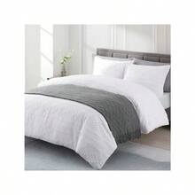 MACAR Pie de Cama, Camino Decorativo para Colcha o cobertor, Suave y Ligera con Textura Decorativa y Flecos. - Oxford - Ver 1