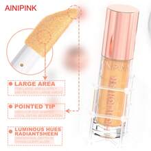 1pcs Liquid Highlighter - Shimmering Highlighter With Buildable Glow, High Quality & Long-Lasting Formula, Multi-Use As Eyeshadow, Facial & Body Highlighter For Parties, Stage Makeup, Everyday - Lightweight Liquid Shine For Cheeks, Eyes, Shoulders, Clavicle - Makeup Essential, Party Glow, Clear Glass Packaging, Precise Cap Design, Glossy Finish, Smooth Application, Festival Goers - 彩色 - 查看 5