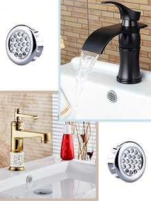 8pcs/6pcs/4pcs/2pcs Platic Sink Overflow Ring With Double Rings, Silver Plated For Kitchen Or Bathroom Home Bathroom Decor Fall Decor Back To School - Multicolor - View 5