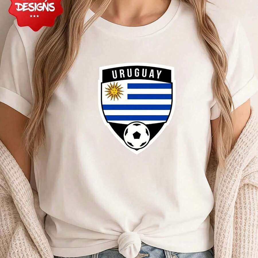 Uruguay Soccer Tee, Unisex Jersey Shirt, Football Fan Gift, Sporty Apparel, Casual Wear, World Cup Celebration, Everyday Wear, Cool Apparel0000 - White - View 1