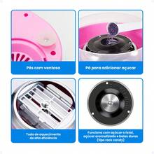 Máquina De Algodão Doce Portátil Elétrica Infantil Festa De Criança Eventos Mini Automática - Rosa Bebê - Visão 7