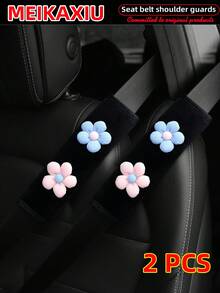 MEIKAXIU 1pc/2pcs New Floral Plush Comfortable Car Seat Belt Shoulder Cover, Safety Belt Decoration, Car Decor, Fashion Business Pink For Women - Small Flower Plush Shoulder Pad - View 13
