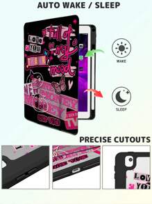 1 件装，黑色酷炫蝴蝶图案双面印花旋转平板电脑保护套，透明亚克力后盖，适用于 iPad 10/9/11（2025 年款），支持自动唤醒/睡眠，多角度支撑，带笔槽，办公和学习必备的保护套配件，非磁性保护套。 - 粉色 - 查看 8