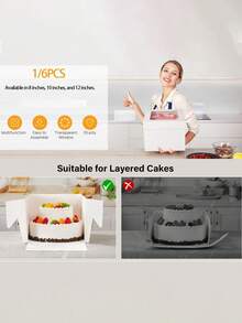 Hộp đựng bánh kiểu dáng Ins 6 CÁI/1 gói có cửa sổ sóng trong suốt, hộp trưng bày món tráng miệng bằng bìa cứng chắc chắn, 3 kích cỡ: 8"/10"/12" dùng cho bàn tráng miệng tiệc Giáng sinh, bao bì quà tặng ngày lễ, bánh nướng nhỏ Giáng sinh, nhà bánh gừng, bánh khúc cây Yule, khay đựng bánh quy lễ hội, đồ ăn cưới mùa đông, đồ ngọt ngày lễ tình nhân, tiệc sinh nhật & làm bánh tại nhà - Vật dụng trưng bày bánh cao cấp - Nhiều màu - Xem 4