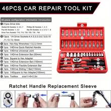 A Set Of 46 Pieces Car Repair Tool Kit, 1/4 Inch Drive Socket Ratchet Wrench Set, Combination Tool Kit, Bicycle Car Repair Tools - Ideal Gift And Perfect New Year Gift(Some Parts Are Random In Color)