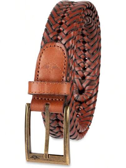 Cinturón de metal trenzado con cordones para hombre de 1 1/4 pulgadas