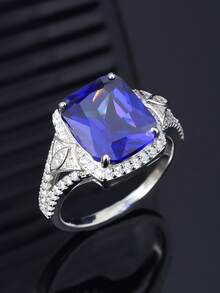 1pc S925 Silver Middle Eastern Style Ring For Men/Women, Inlaid With Lab-Created Gemstones, Luxurious And Elegant, Suitable For Banquet, Party, Graduation Season, Birthday Gift, Father's Day Gift