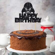 1Pc Alien War Happy Birthday Cake Topper Kim tuyến đen Alien War Cake Decorations Star Themed Birthday Cake Topper Party Supplies - Nhiều màu - Xem 12