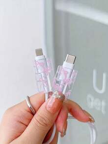 3 件套数据线充电器保护套，UC 花卉图案，适用于 20W 英国 Apple 快速充电器，防止损坏数据线保护器充电器配件手机配件 - 彩色 - 查看 6