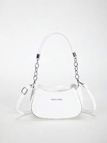 链条肩带斜挎包休闲百搭日常女士单肩包 - 白色 - 查看 7