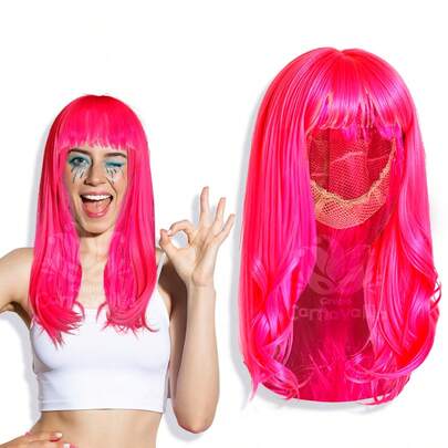  Peluca Larga Lisa de Fantasía para Eventos Bodas y Fiestas Pelo/Cabello Artificial de Colores Brillantes GRUPO CARNAVALLIA