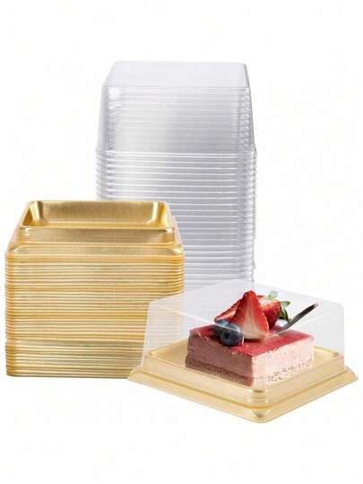 100 حاوية بلاستيكية للمخابز مع أغطية شفافة - صناديق تعبئة الكيك والشوكولاتة والمعجنات، هدايا عيد الميلاد والزفاف، أدوات الخبز والاكسسوارات المطبخية