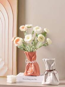 1个不对称造型现代艺术装饰花瓶，独特的纸袋花瓶，适用于家居、办公室、玄关、书架、客厅、桌面装饰 - 彩色 - 查看 4