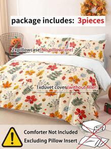 3pcs/Set Halloween Maple Leaves Pumpkin Digital Print Duvet Cover Set(1 Duvet Cover & 2 Pillowcase)Soft And Skin-Friendly Duvet Cover Bedding Set For Home, All Season Bed Sheets Set Halloween Gift - Multicolor - View 9
