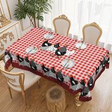 1pc Vintage Farmhouse Round & Rectangular Tablecloth, Multiple Sizes, Rooster Red Plaid Pattern Print Design, Suitable For Spring/Summer, Kitchen, Picnic, Fits Easter, Birthday, Mother's Day, Graduation, Wedding Gifts - Multicolor - View 13