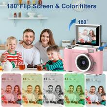 高清数码相机,180°翻盖拍摄数码相机,8倍变焦数码相机,自动对焦4800万像素高清摄像机,防抖,适合初学者和成人,数码高清相机