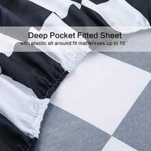 Best Season 4 Piece Bed Sheet Set - Full Size - Soft Microfiber Bedding Sheet Set, Deep Pocket, Stain, Fade & Wrinkle Resistant (Plaid Black & White), Luxury Comfortable - 黑白格子圖案 - 查看 8
