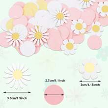 100 件/1 包甜美圆形雏菊花纸彩纸婚礼桌花撒花生日派对礼盒装饰品供应 - 彩色 - 查看 3