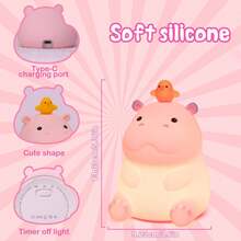 Linda luz noturna de axolote para quarto de crianças, lâmpada noturna de silicone animal para berçário, controle por toque, luzes noturnas de axolote rosa, lâmpada de cabeceira recarregável por USB para decoração de quarto como presentes de Natal e aniversário