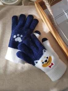 Damskie rękawiczki dzianinowe, śliczne, grube, ciepłe rękawiczki dzianinowe dla uczniów, odpowiednie do aktywności na świeżym powietrzu, takich jak jazda na rowerze czy wędrówki zimą