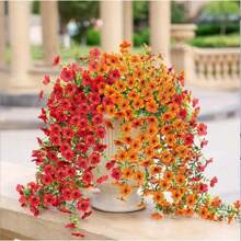 2 ramos de flores decorativas artificiales resistentes a los rayos UV, plantas artificiales adecuadas para decoración del hogar, pasillo, jardín, patio, mesa de comedor, sala de estar, decoración de bodas y fiestas, flores decorativas artificiales, Día de San Valentín, primavera, enredaderas artificiales, enredaderas colgantes artificiales, flores artificiales, decoración de bodas y fiestas con plantas artificiales, Día de San Valentín