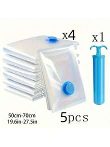 5pcs-Air Out Pump+Vacuum Storage Bags, Works With Any Vacuum Cleaner,To Store Clothes And Beddings,Could Save Your Space,Dust-Free,Keep Away From Moisture - Multicolor - View 13