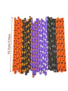 25 unidades Pajitas de Halloween, pajitas de papel desechables creativas para jugo y cócteles con diseños de calabaza, calavera, rayas, ondas y puntos, adecuadas para fiestas, eventos, manualidades, Halloween, cumpleaños y otras ocasiones, decoraciones prácticas, decoración de Halloween con fantasma y calabaza, decoraciones para fiestas - Multicolor - Ver 11