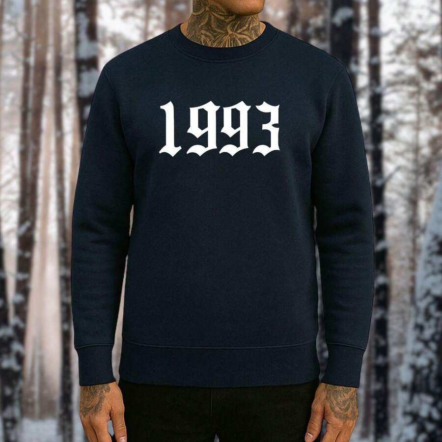 1993 Crew Neck Sweatshirt, Cold Weather Blouse, Men's Flannel Coat